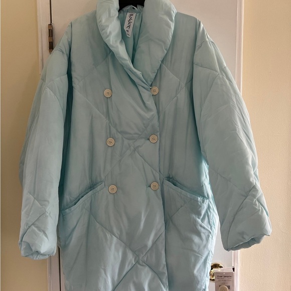 New Free People Puffer Coat light mint green Size medium - Picture 7 of 16